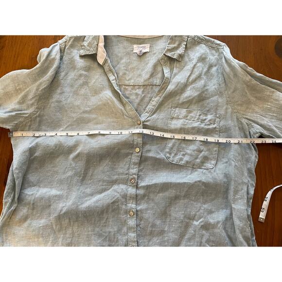 Sigred Olsen XL Women ButtonUp All Linen Sheer Mother of Pearl Button LongSleeve - Picture 9 of 11